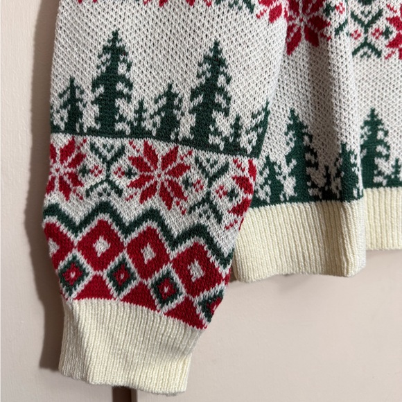 New red green cream Christmas sweater Christmas trees poinsettias reindeerer XXL - Picture 7 of 11